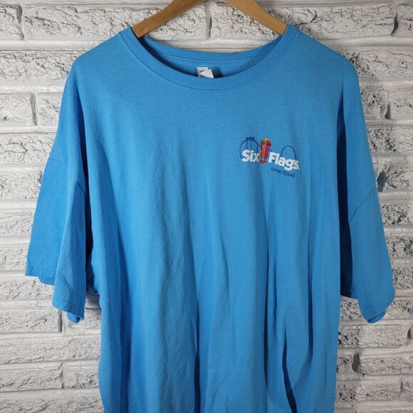 Six Flags Over Texas 60 Years Mens Shirt 3XL Tee Blue Cotton Blend Park NOV12E - Picture 5 of 9